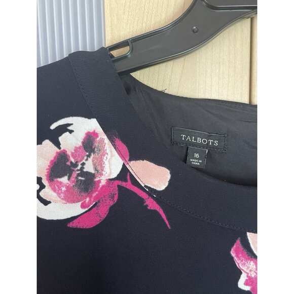 Talbots Floral Fit & Flare Dress Sz 16 Plus A Line Wedding Party Career Boho - Picture 2 of 5